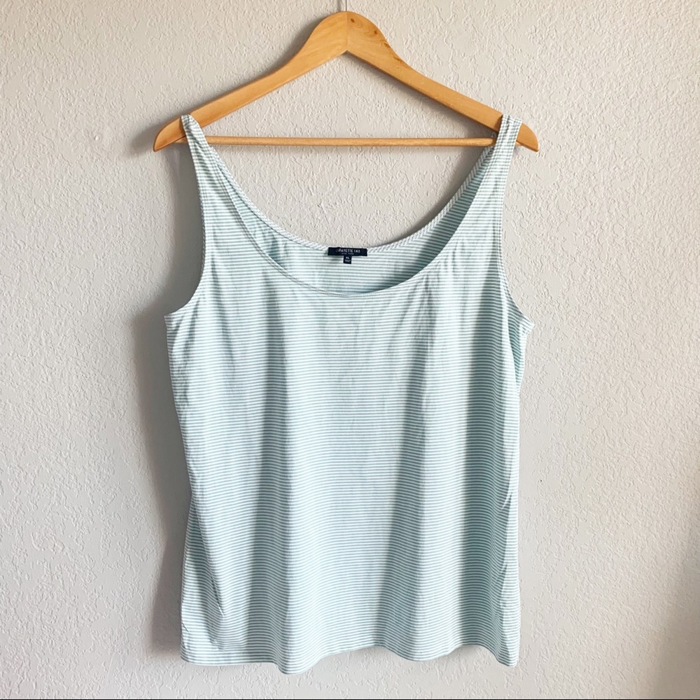 Lafayette 148 New York Blue and White Skinny Stripe Tank Top - XL